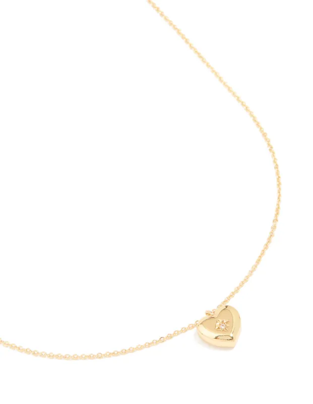Gold Plated Cubic Zirconia Heart Locket Necklace sold by lovisa