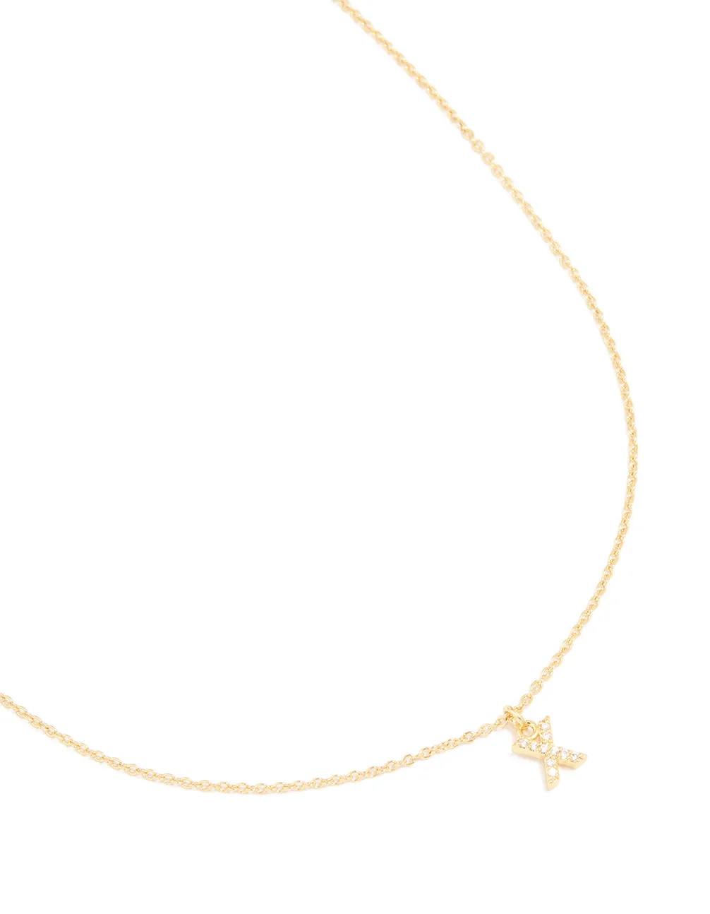Gold Plated Brass Cubic Zirconia Letter X Pendant Necklace sold by lovisa