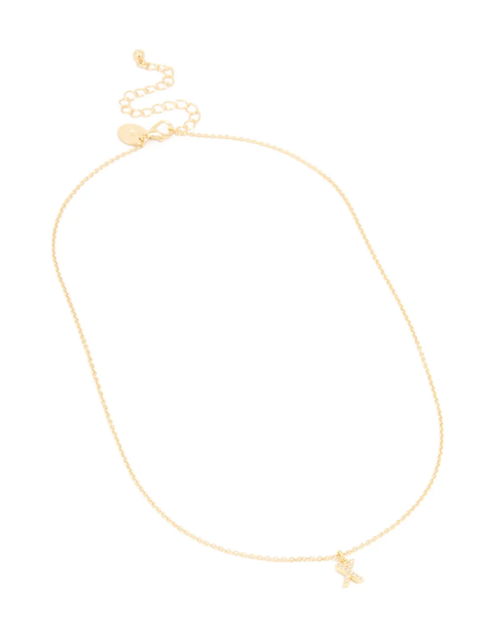 Gold Plated Brass Cubic Zirconia Letter X Pendant Necklace sold by lovisa product image thumbnail 2