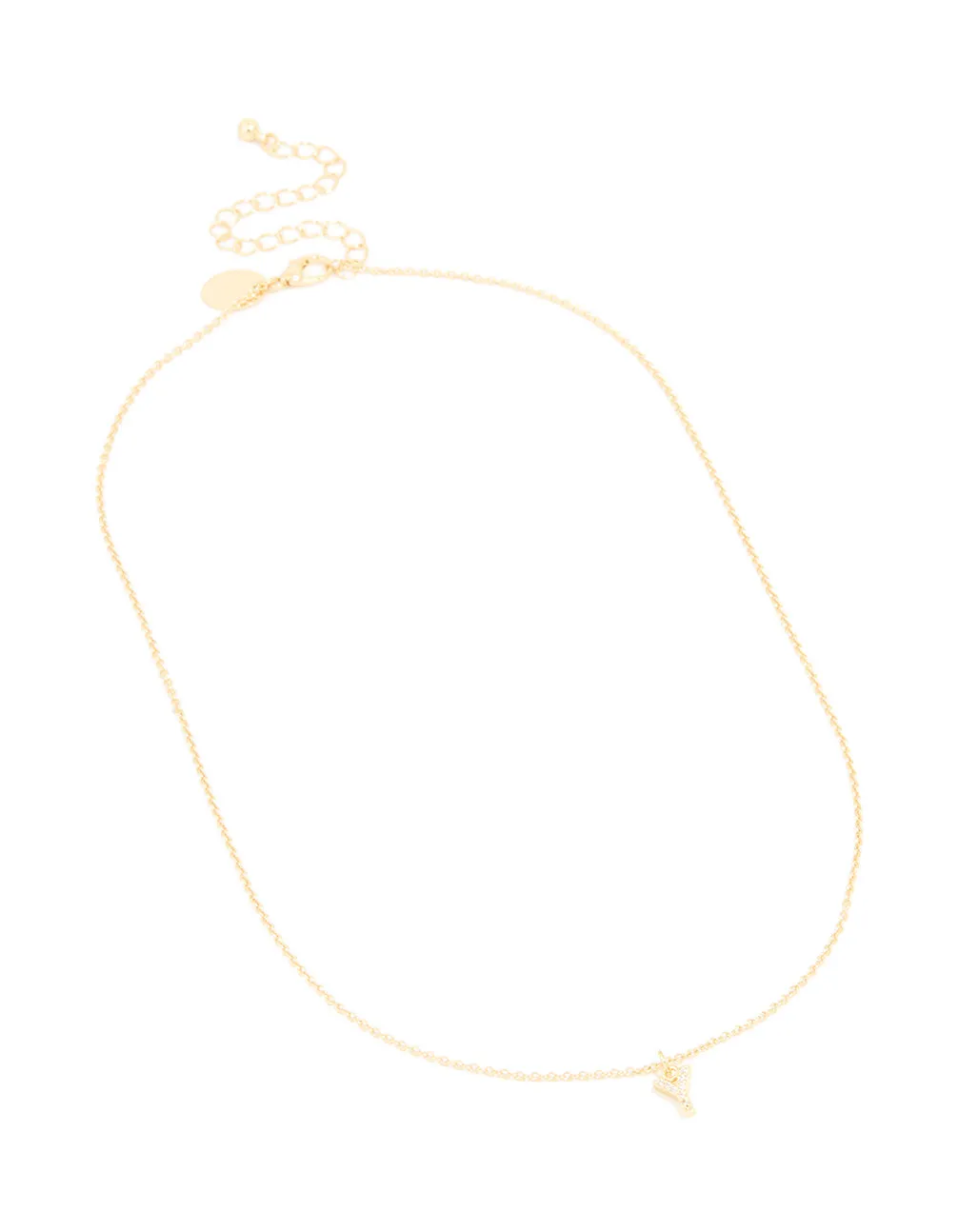 Gold Plated Brass Cubic Zirconia Letter Y Necklace sold by lovisa product image thumbnail 2