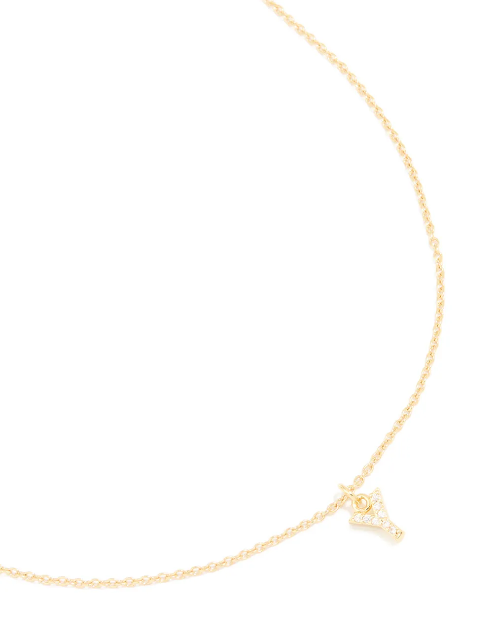 Gold Plated Brass Cubic Zirconia Letter Y Necklace sold by lovisa