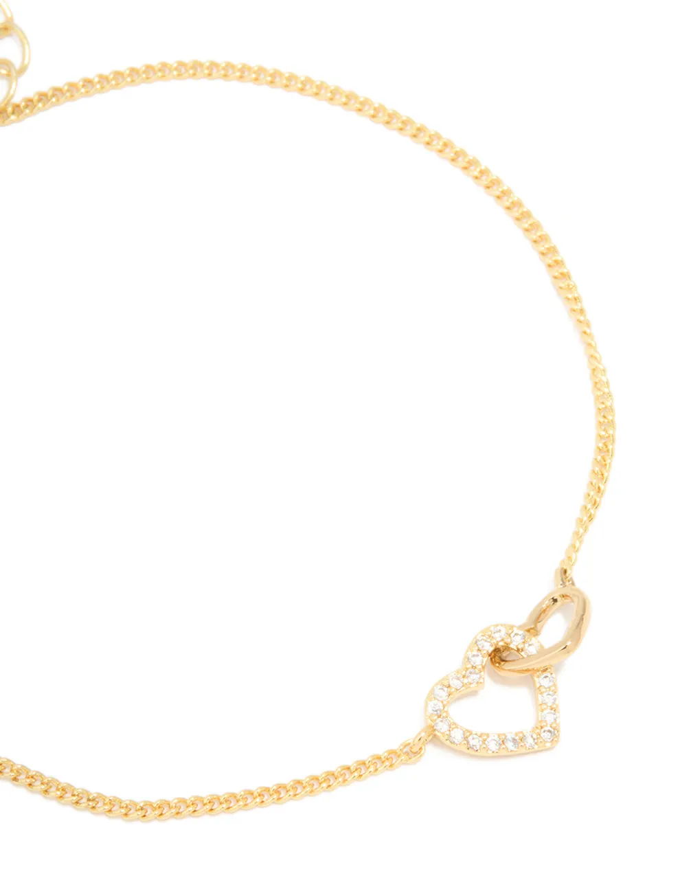 Gold Plated Cubic Zirconia Link Heart Bracelet sold by lovisa product image thumbnail 2
