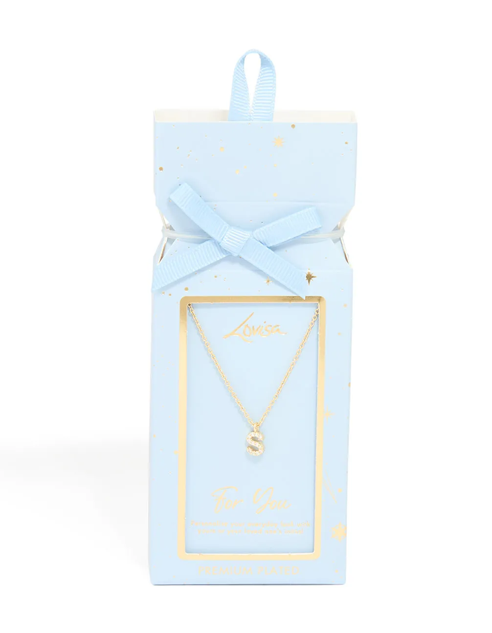 Gold Plated Brass Cubic Zirconia Letter S Necklace sold by lovisa product image thumbnail 3