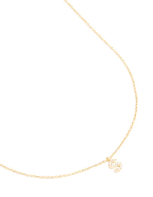 Gold Plated Brass Cubic Zirconia Letter S Necklace sold by lovisa