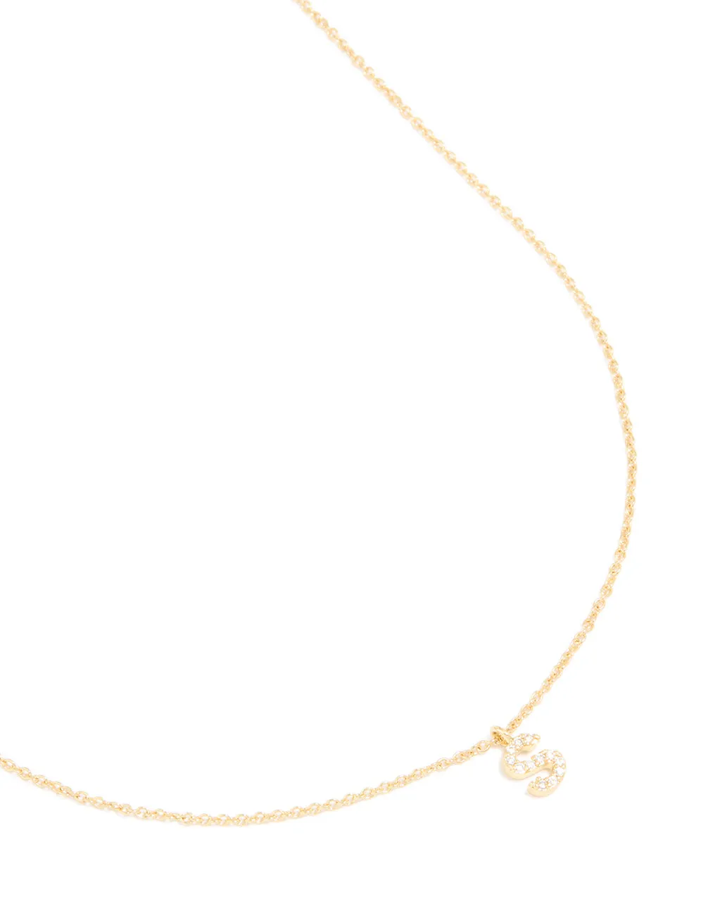 Gold Plated Brass Cubic Zirconia Letter S Necklace sold by lovisa