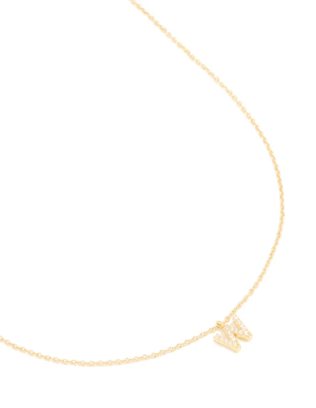 Gold Plated Cubic Zirconia Letter W Necklace sold by lovisa
