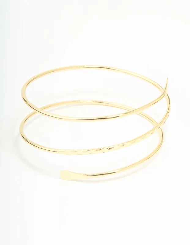 Gold Plated Textured Wrap Arm Cuff sold by lovisa
