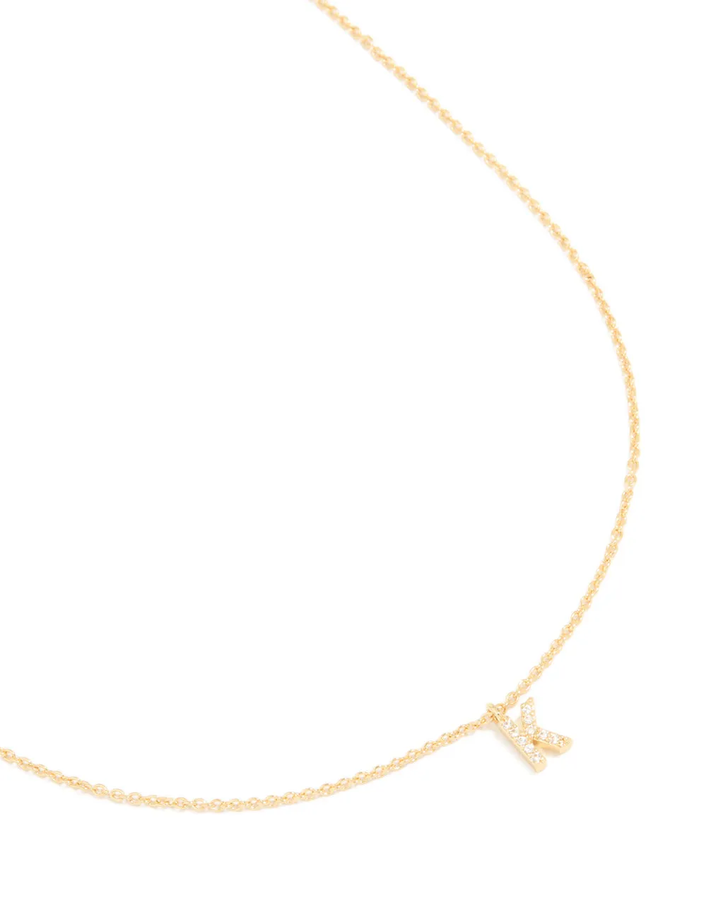Gold Plated Brass Cubic Zirconia Letter K Necklace sold by lovisa