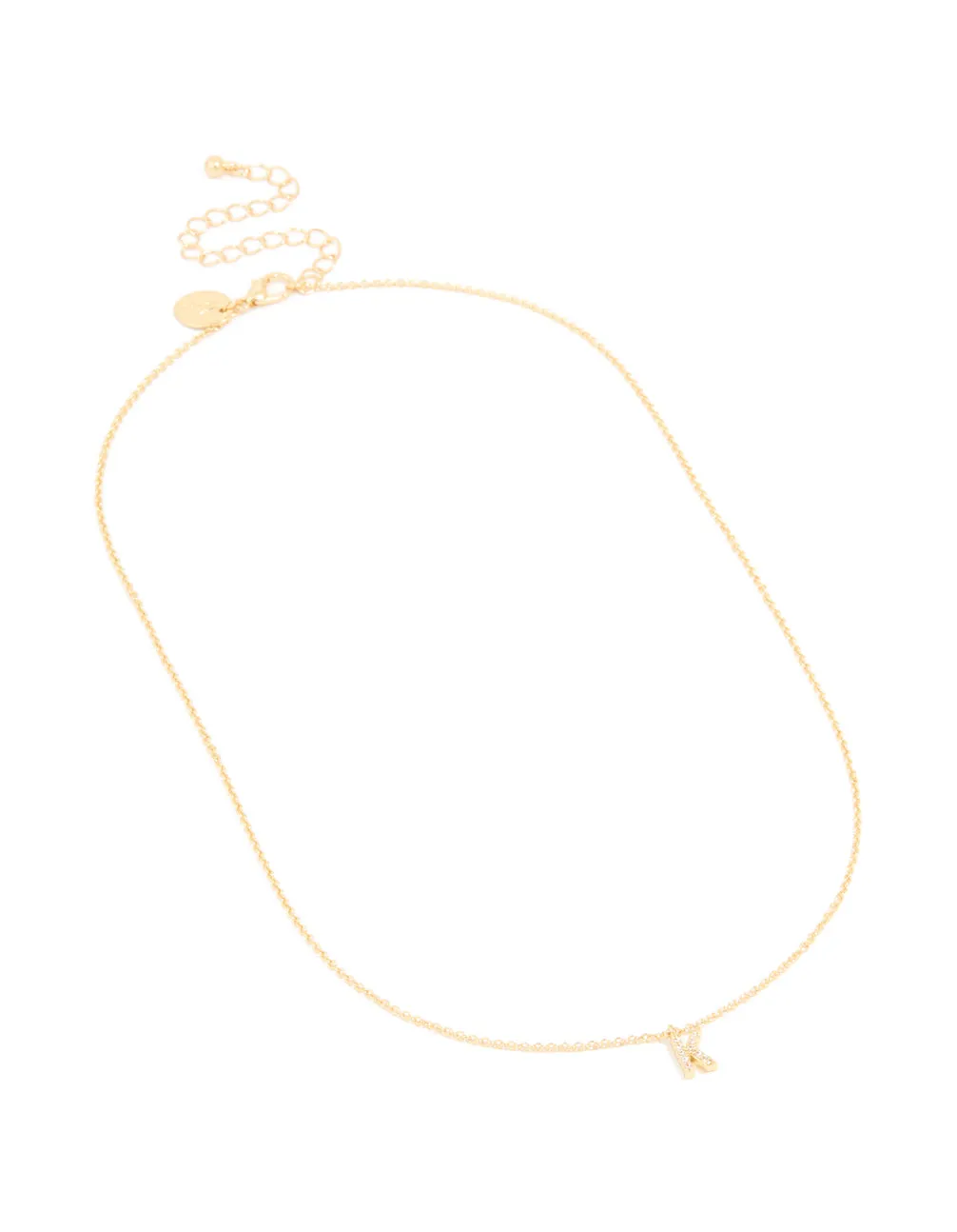 Gold Plated Brass Cubic Zirconia Letter K Necklace sold by lovisa product image thumbnail 2
