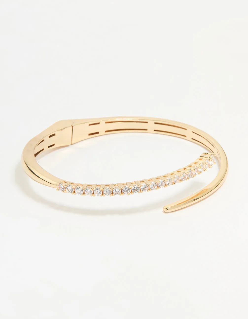 Gold Diamante Hinge Bangle sold by lovisa