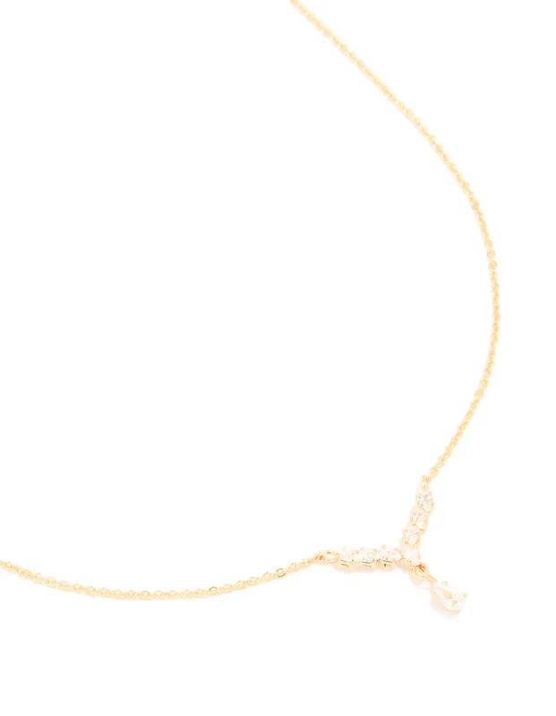 Gold Plated Cubic Zirconia Waterdrop Pendant Necklace sold by lovisa
