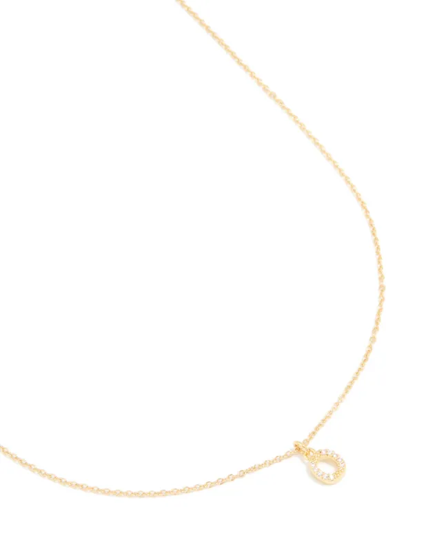 Gold Plated Brass Cubic Zirconia Letter O Necklace sold by lovisa
