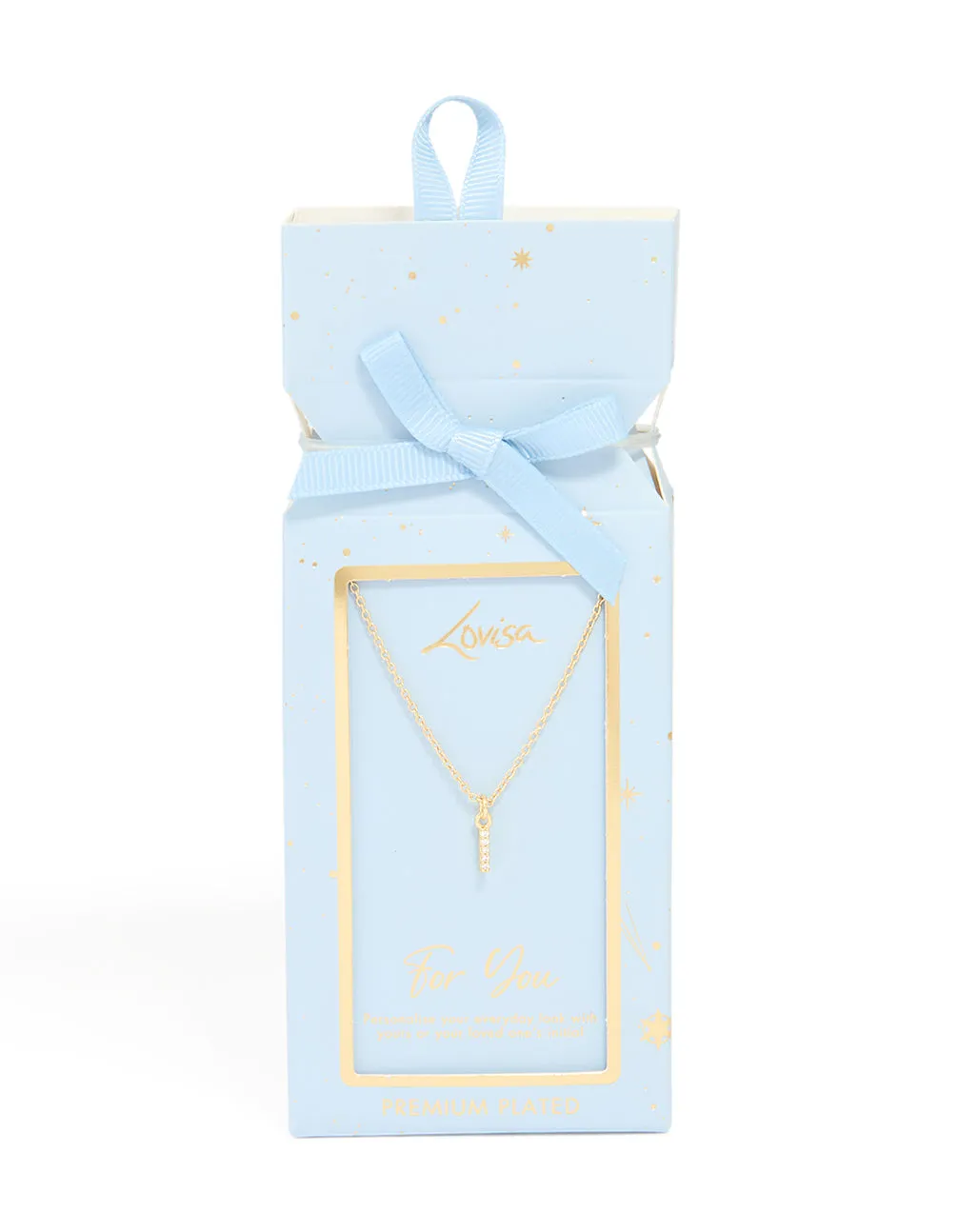 Gold Plated Brass Cubic Zirconia Letter I Necklace sold by lovisa product image thumbnail 3