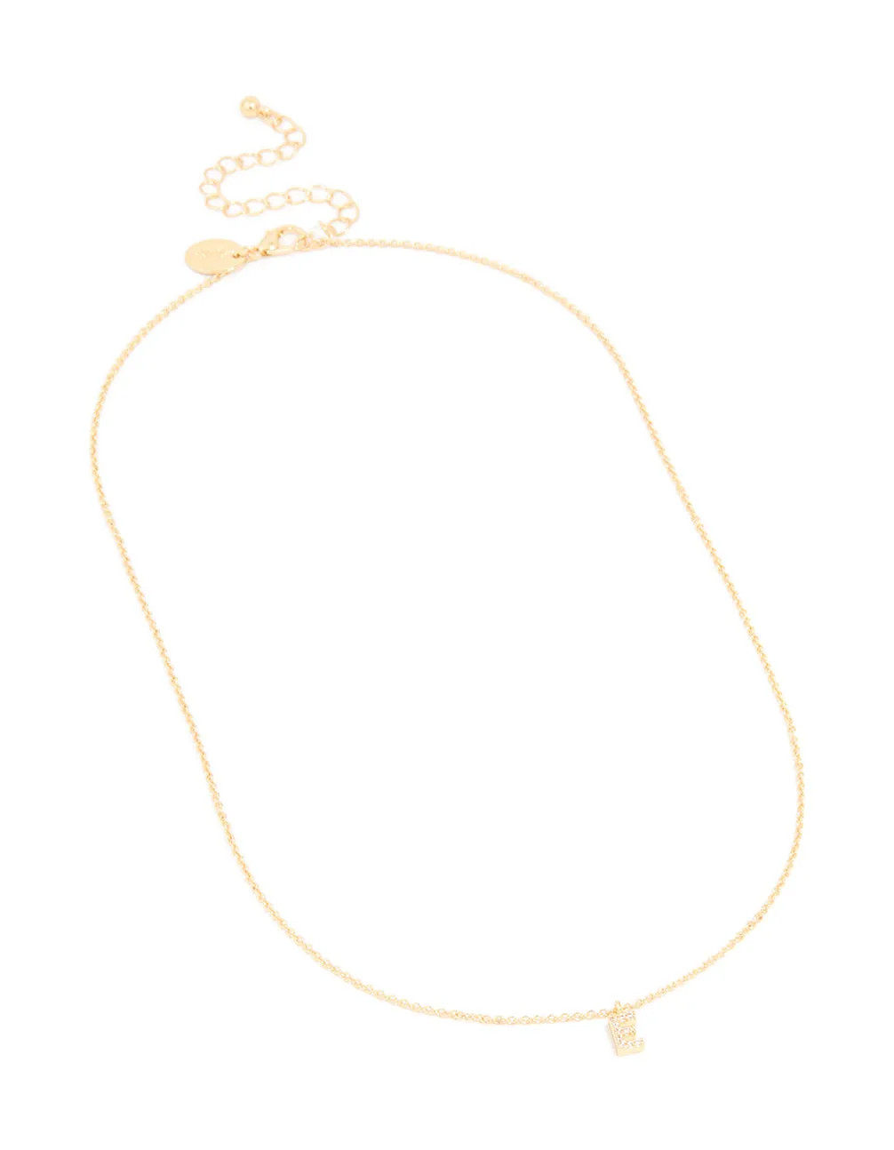 Gold Plated Brass Cubic Zirconia Letter E Necklace sold by lovisa product image thumbnail 2