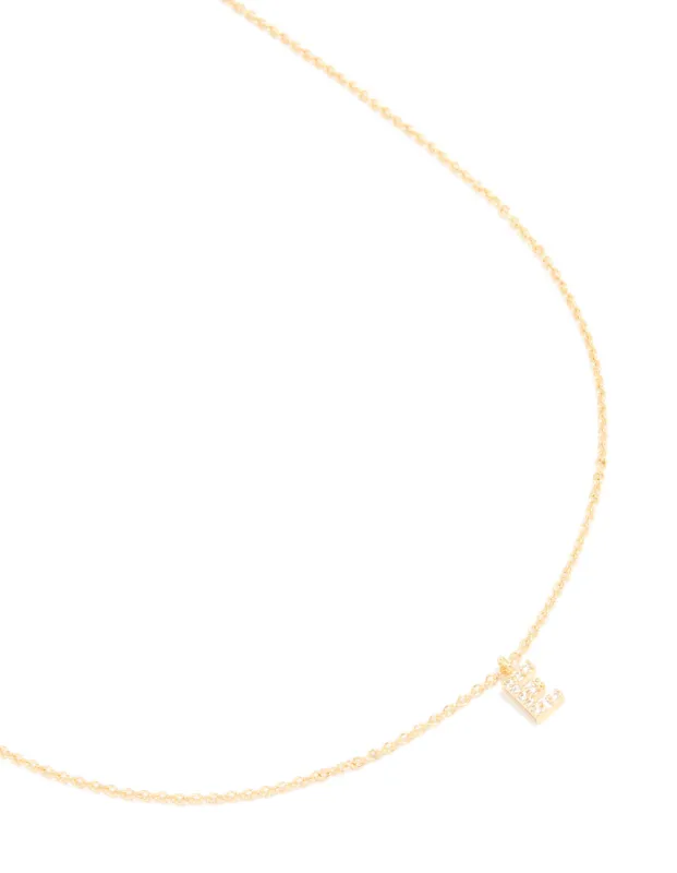 Gold Plated Brass Cubic Zirconia Letter E Necklace sold by lovisa