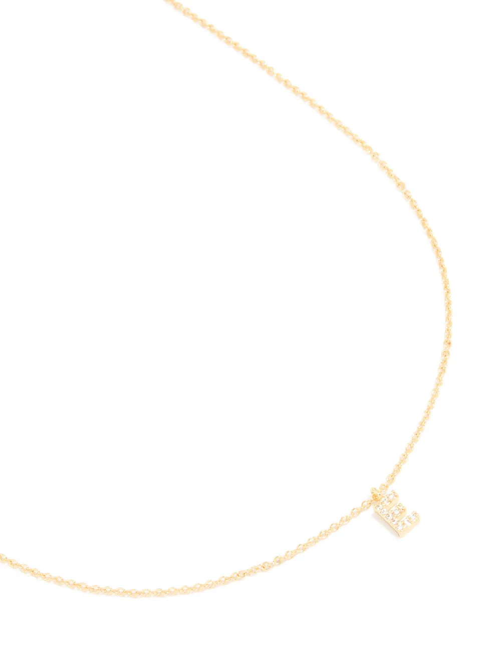 Gold Plated Brass Cubic Zirconia Letter E Necklace sold by lovisa