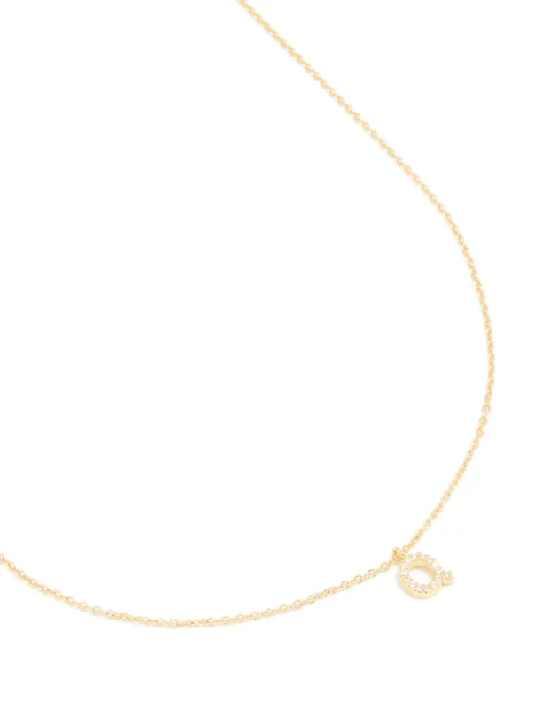 Gold Plated Brass Cubic Zirconia Letter Q Necklace sold by lovisa