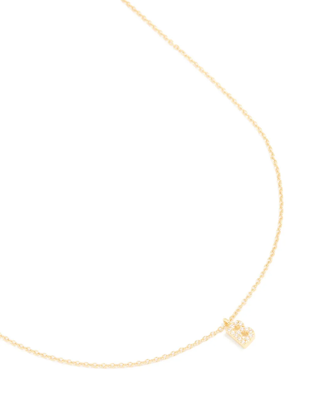 Gold Plated Brass Cubic Zirconia Letter B Pendant Necklace sold by lovisa