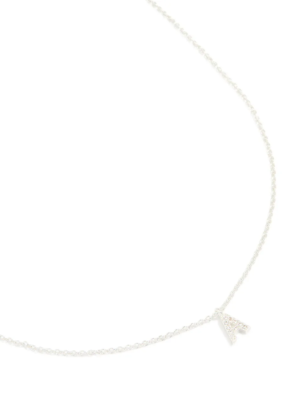 Silver Plated Brass Cubic Zirconia Letter A Necklace sold by lovisa