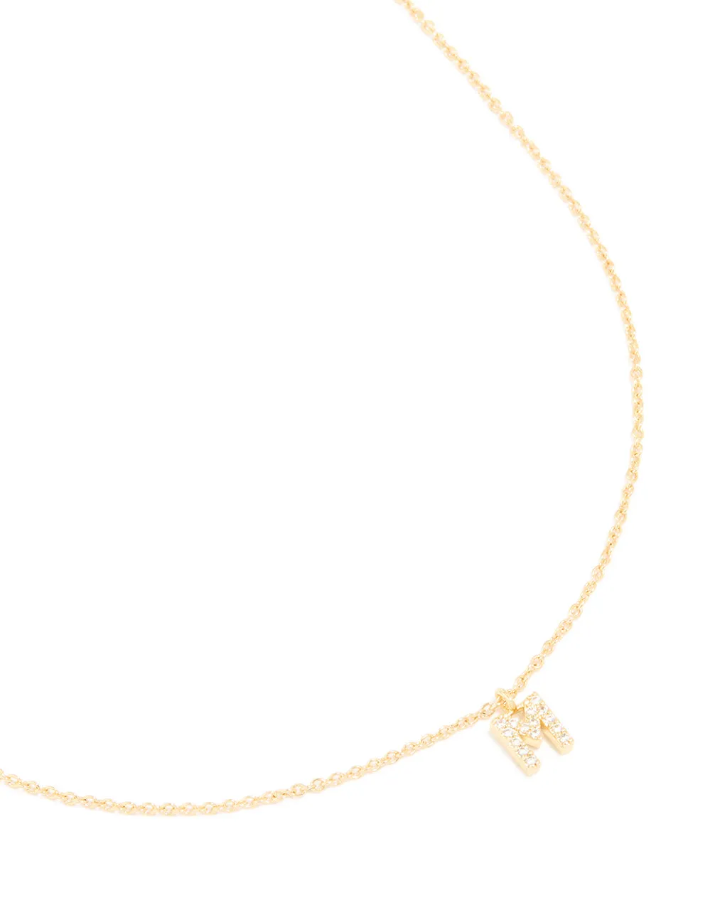 Gold Plated Brass Cubic Zirconia Letter M Necklace sold by lovisa