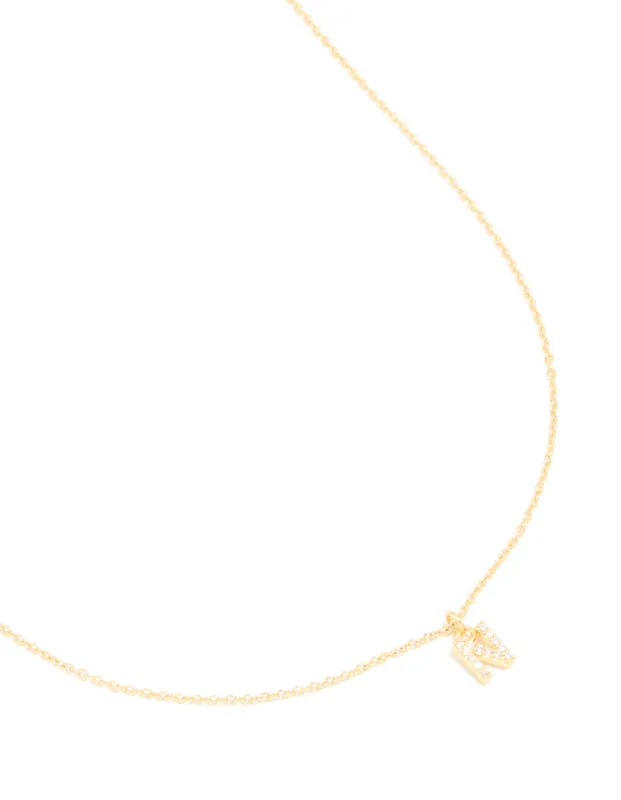 Gold Plated Cubic Zirconia Letter N Necklace sold by lovisa