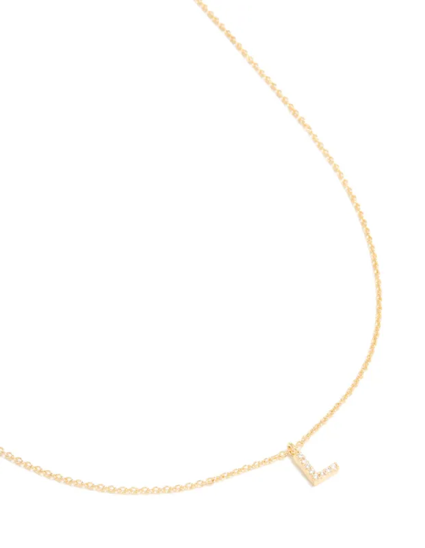 Gold Plated Brass Cubic Zirconia Letter L Necklace sold by lovisa