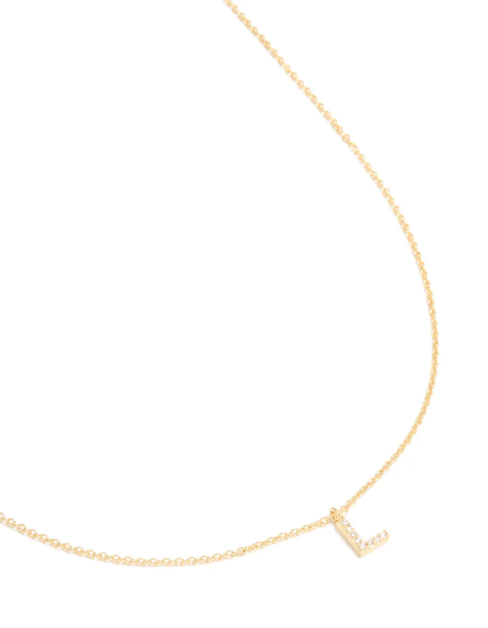 Gold Plated Brass Cubic Zirconia Letter L Necklace sold by lovisa