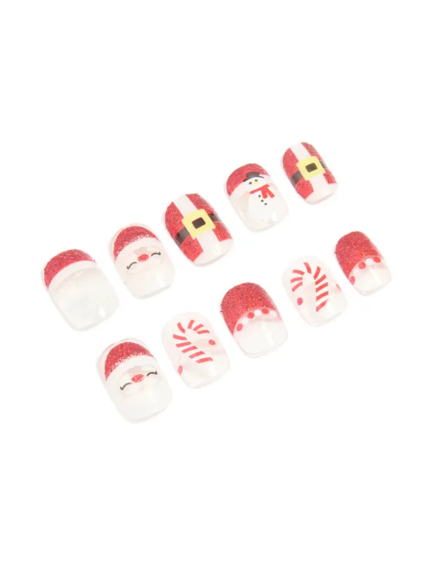 Santa Candy Cane Press-On Nail Set sold by lovisa