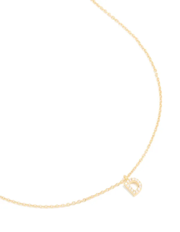 Gold Plated Brass Cubic Zirconia Letter D Necklace sold by lovisa