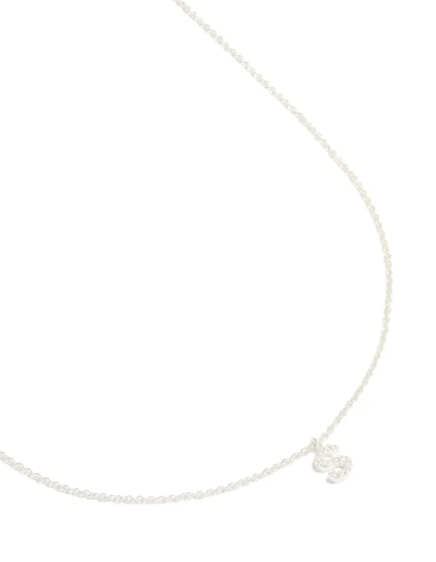 Silver Plated Brass Cubic Zirconia Letter S Necklace sold by lovisa