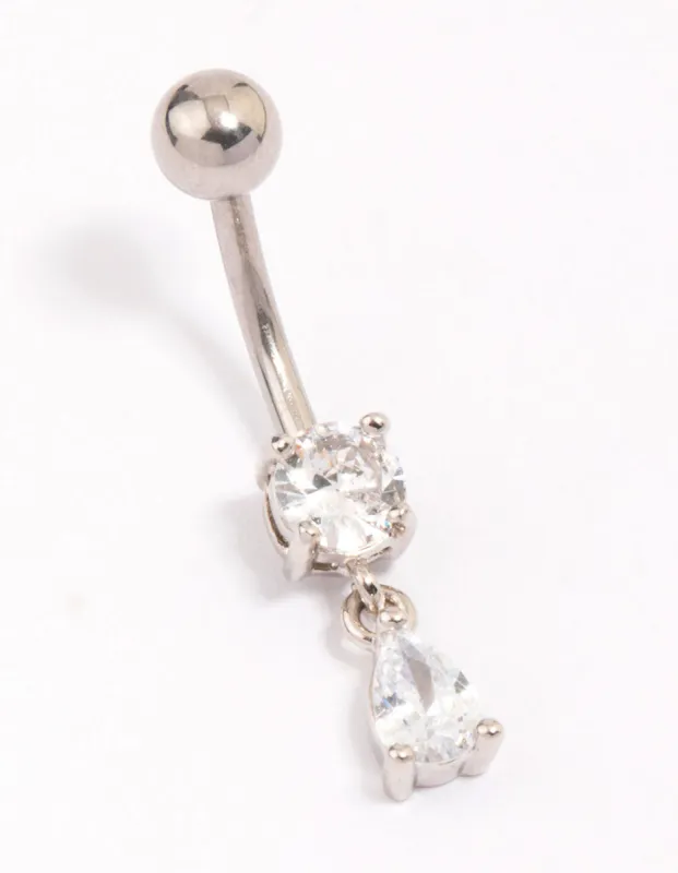 Surgical Steel Cubic Zirocnia Pear Drop Belly Piercing sold by lovisa