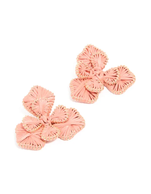 Mixed Metal Pink Raffia Paper Flower Stud Earrings sold by lovisa