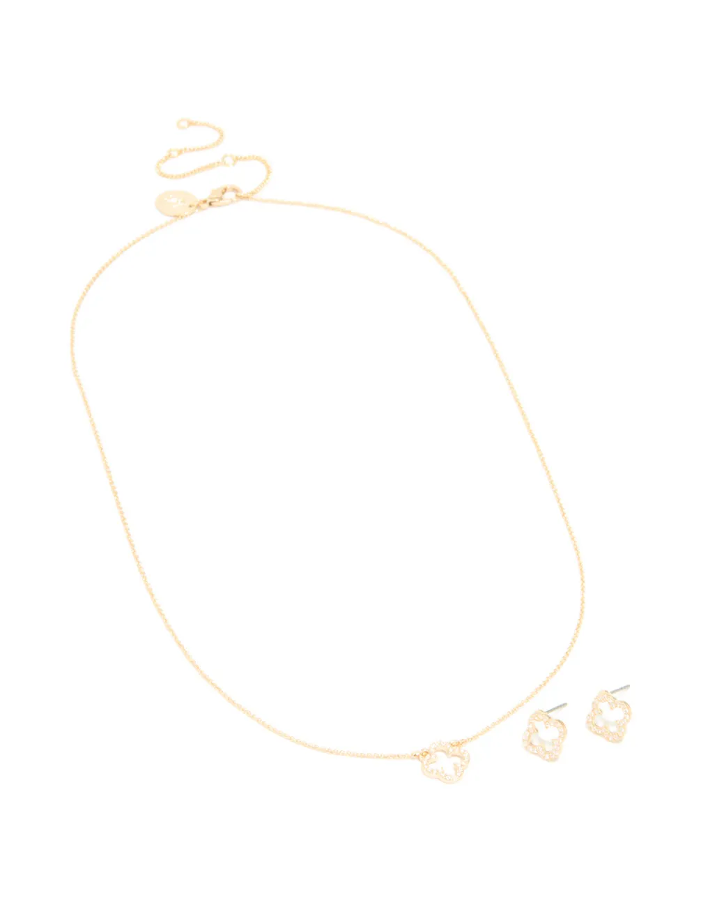 Gold Cubic Zirconia Outline Flower Earring & Necklace Set sold by lovisa product image thumbnail 2