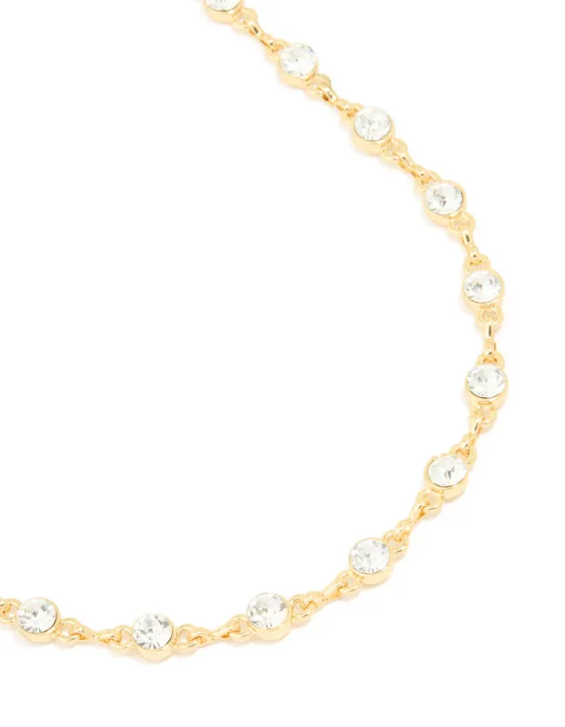 Gold Plated Diamante Circles Necklace sold by lovisa
