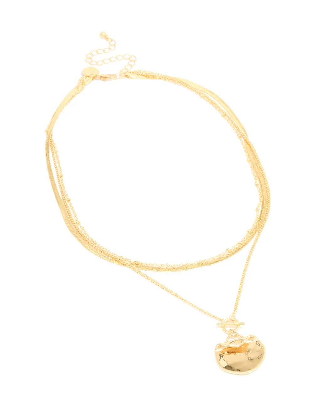 Gold Plated Chain & Hammered Circle Layered Necklace sold by lovisa product image thumbnail 2