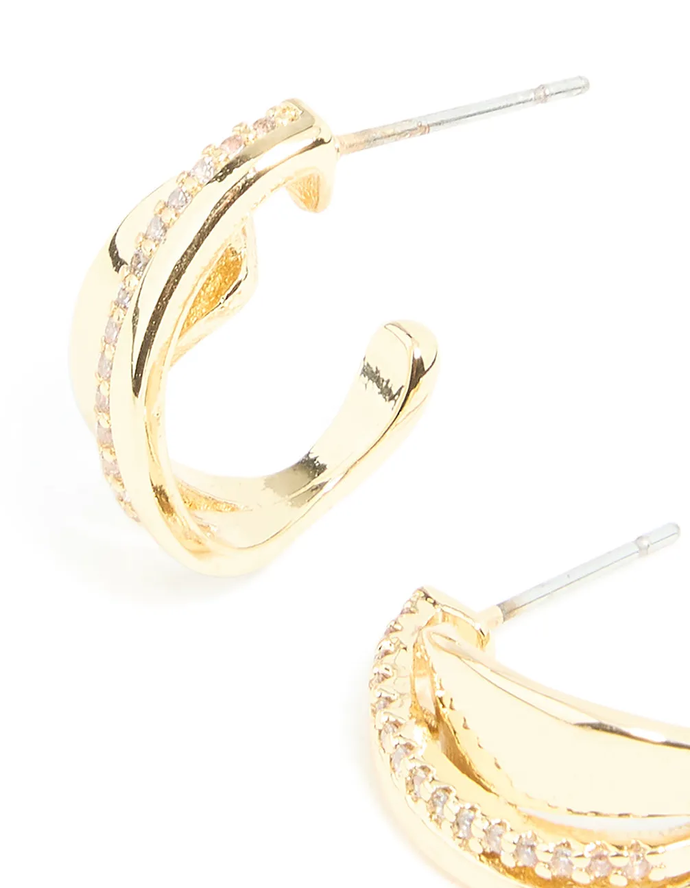Gold Plated Cubic Zirconia Detail Swirl Hoop Earrings sold by lovisa product image thumbnail 2