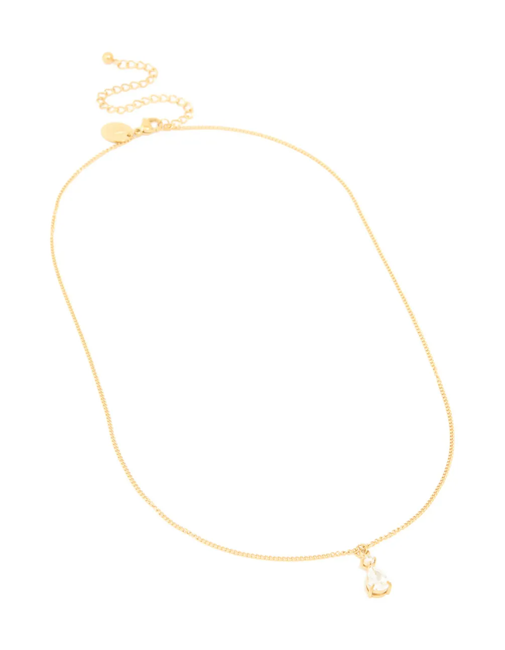 Waterproof Gold Plated Stainless Steel Cubic Zirconia Pear Pendant Necklace sold by lovisa product image thumbnail 2