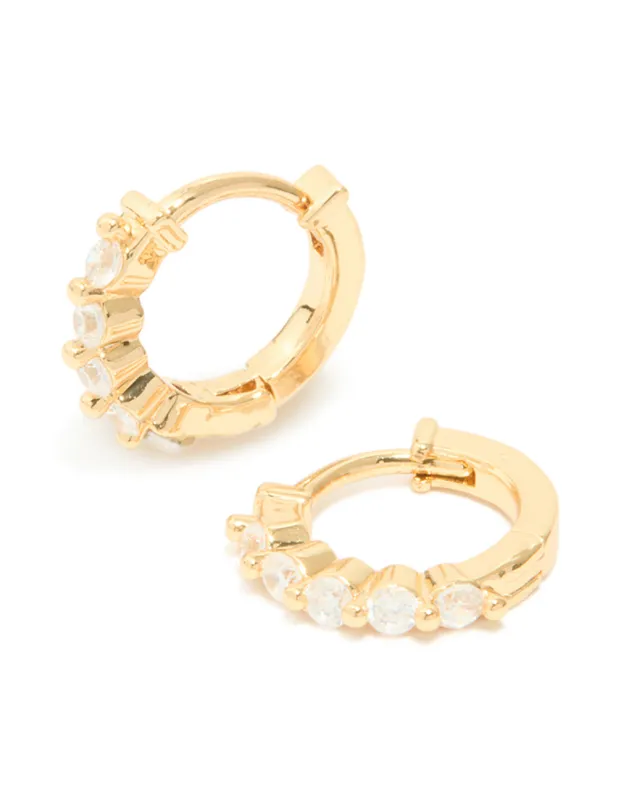 Gold Plated Cubic Zirconia Hugge Earrings sold by lovisa
