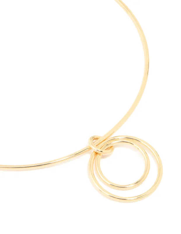 Gold Plated Collar Double Oval Pendant Necklace sold by lovisa