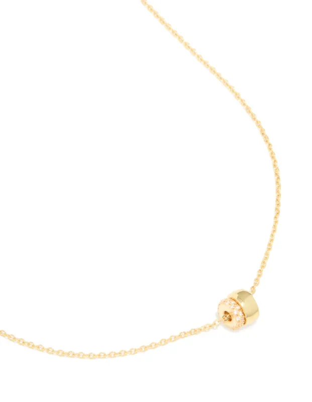 Gold Plated Cubic Zirconia Double Circle Pendant Necklace sold by lovisa