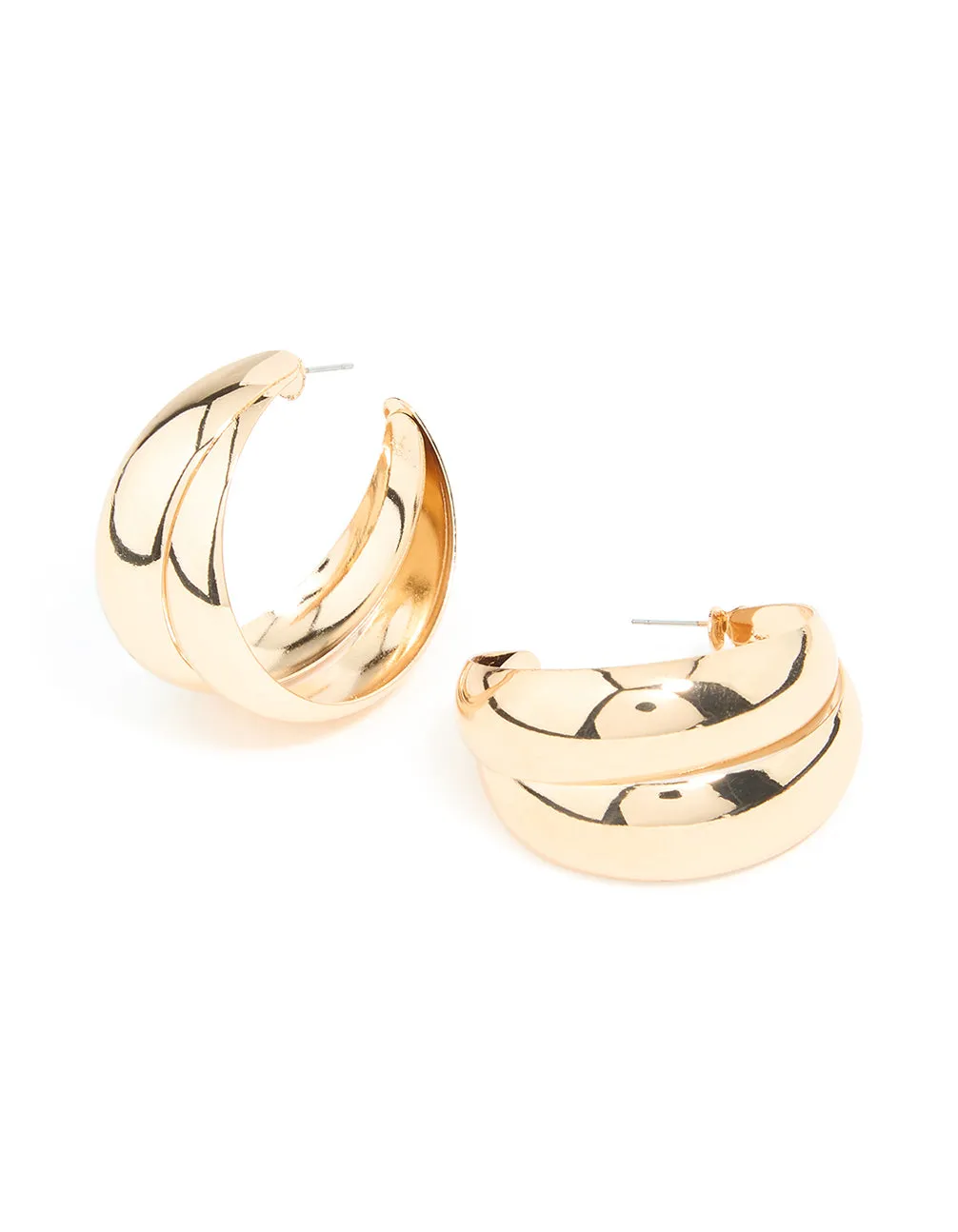Gold Bold Double Open Hoop Earrings sold by lovisa