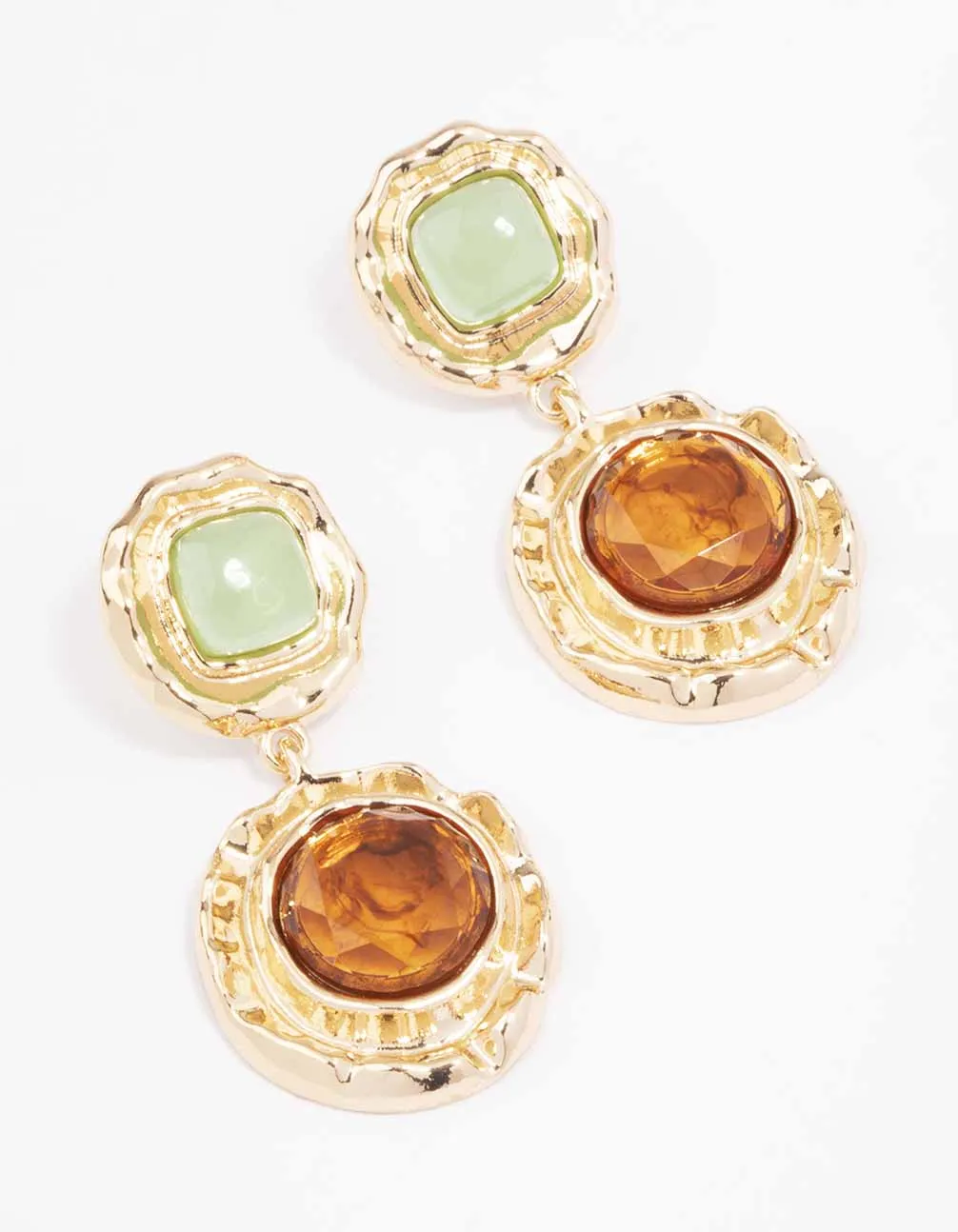 Gold Vintage Molten Round Drop Earrings sold by lovisa