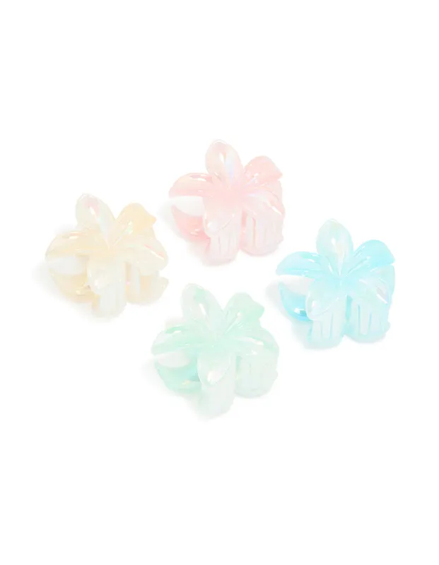 Pastel Pearlised Frangipani Flower Tropical Claw Clips 4-Pack sold by lovisa
