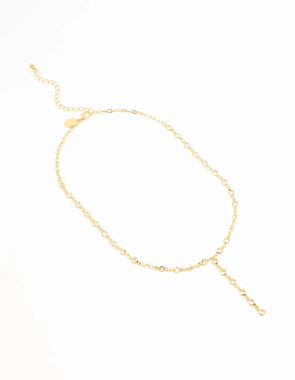 Gold Plated Round Diamante Chain Y-Necklace sold by lovisa product image thumbnail 4