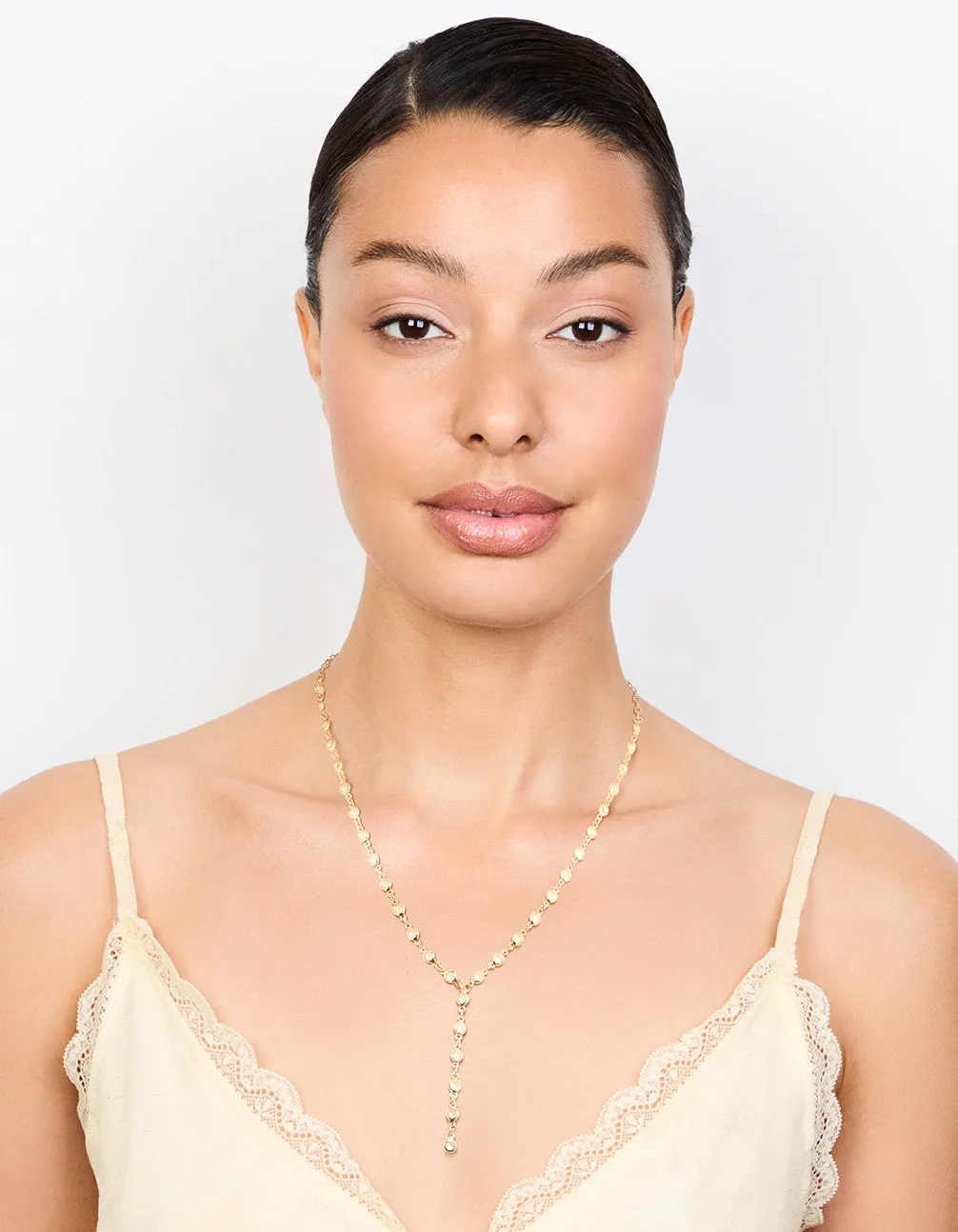 Gold Plated Round Diamante Chain Y-Necklace sold by lovisa product image thumbnail 3