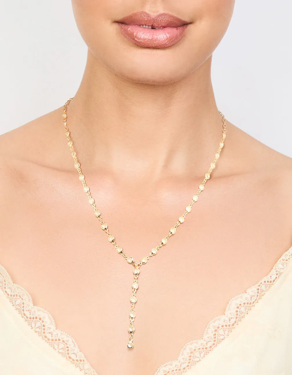 Gold Plated Round Diamante Chain Y-Necklace sold by lovisa product image thumbnail 2