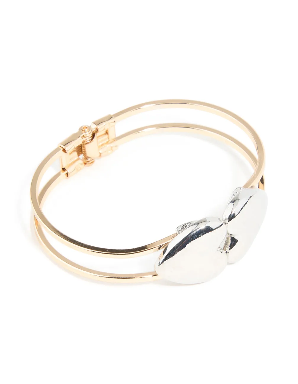 Mixed Metal Heart Hinged Bangle sold by lovisa
