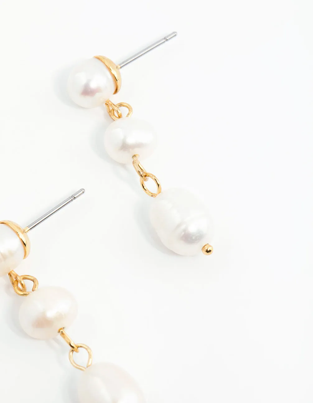 Gold Plated Freshwater Pearl Trio Drop Earrings sold by lovisa product image thumbnail 5