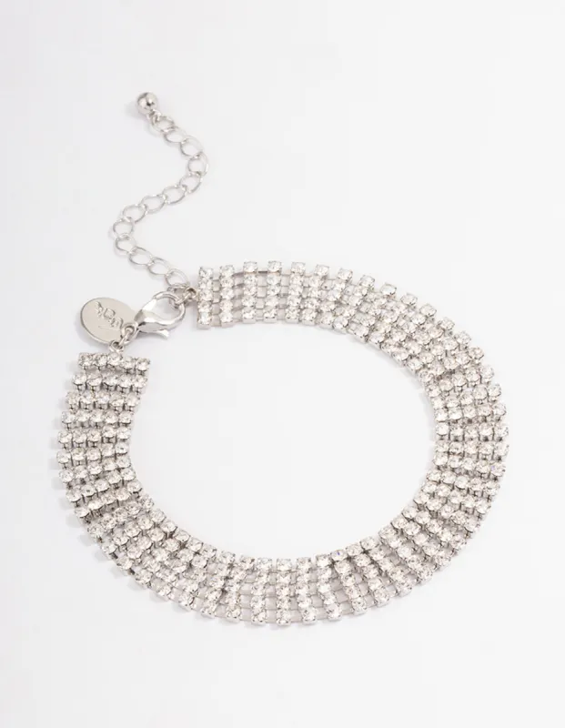 Silver Diamante Cupchain Wide Anklet sold by lovisa