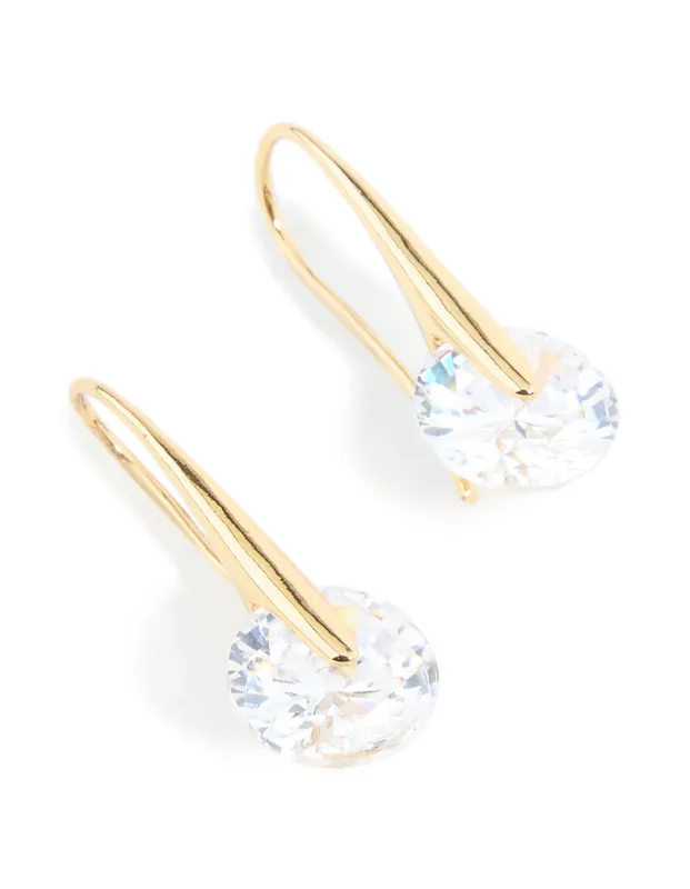 Gold Plated Cubic Zirconia Round Interlocking Hook Earrings sold by lovisa